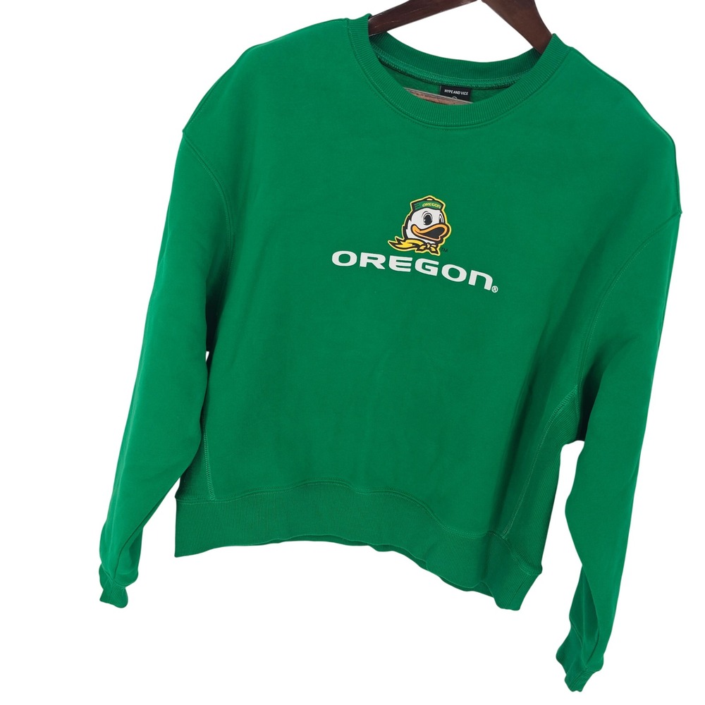 Hype and Vice Oregon Ducks Green Cropped Crewneck Sweatshirt Medium BST14-23